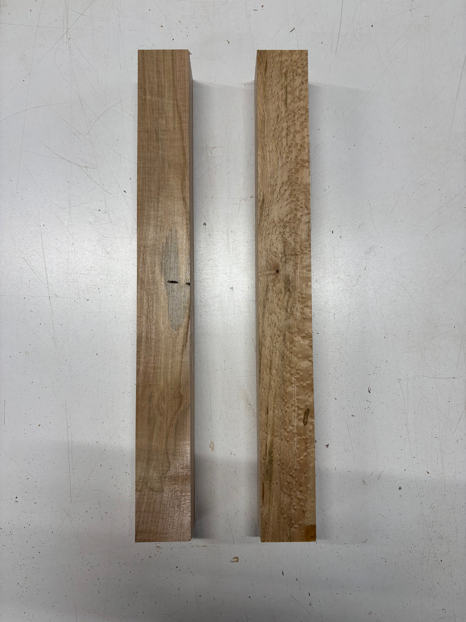 2 Pack, 2 Species Birdseye Maple + Ambrosia Maple Turning Wood Blanks 18"x1-7/8"x1-7/8"#6897