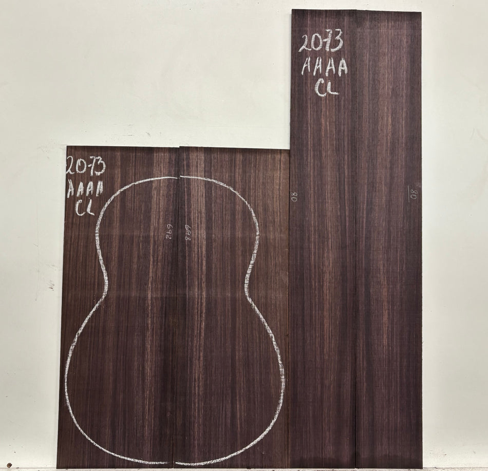 East Indian Rosewood Classical AAAA Grade Guitar Back & Side Set #2073 - Exotic Wood Zone