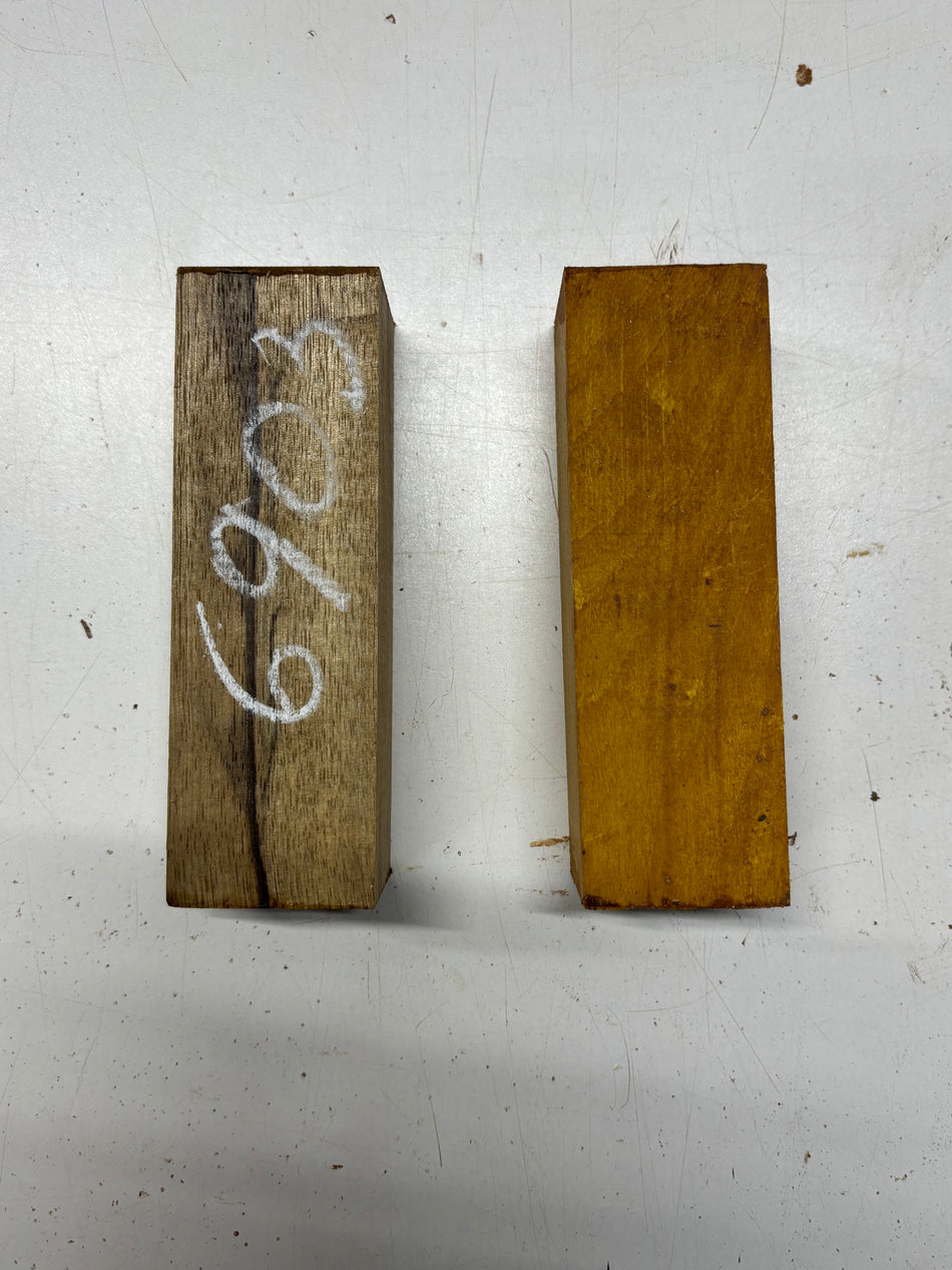 2 Pack, 2 Species Black Limba + Osage Orange Turning Wood Blanks  6"x2"x2"#6903