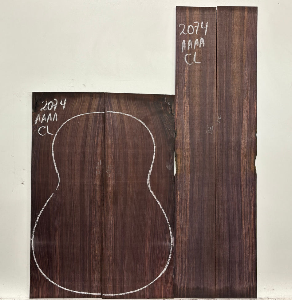 East Indian Rosewood Classical AAAA Grade Guitar Back & Side Set #2074 - Exotic Wood Zone