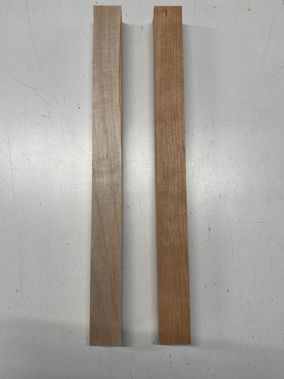 2 Pack, 2 Species Cherry + Hard Maple Turning Wood Blanks 21"x1-3/4"x1-3/4"#6907