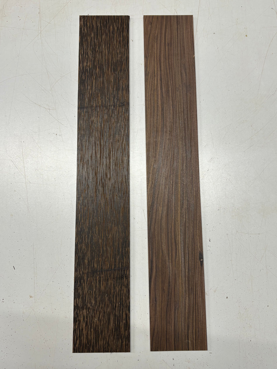 2 Pack, 2 Species Black Palm + Santos Rosewood Thin Stock Lumber 24"x3-3/4"x3/16"#6908