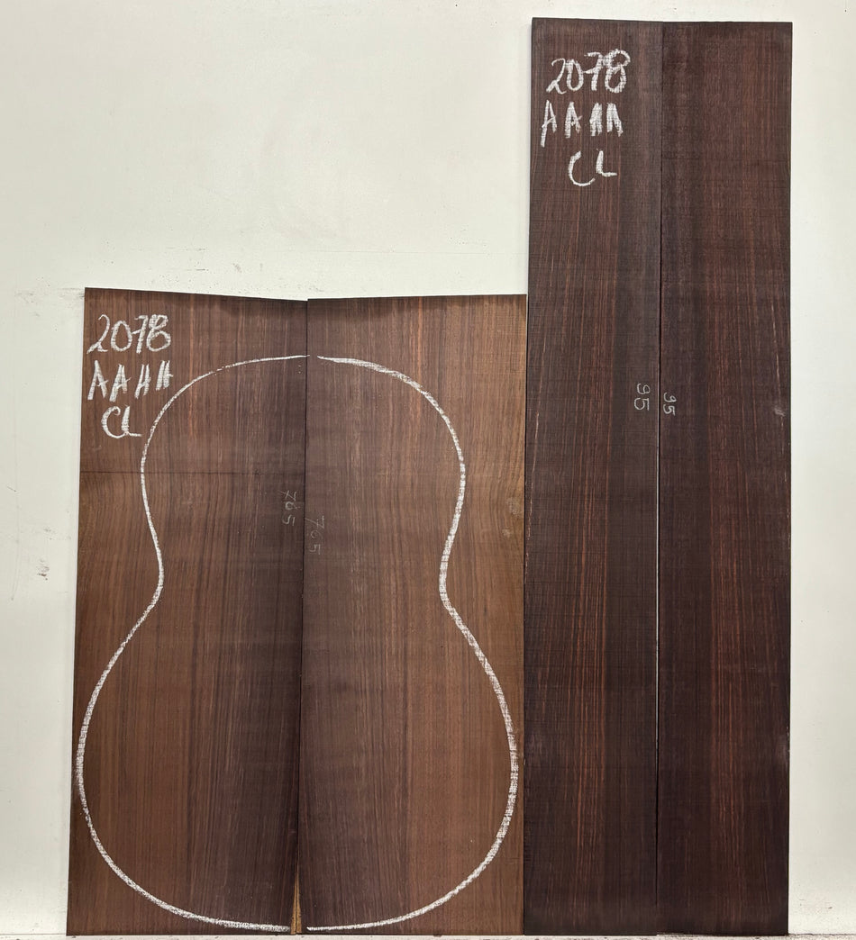 East Indian Rosewood Classical AAAA Grade Guitar Back & Side Set #2078 - Exotic Wood Zone
