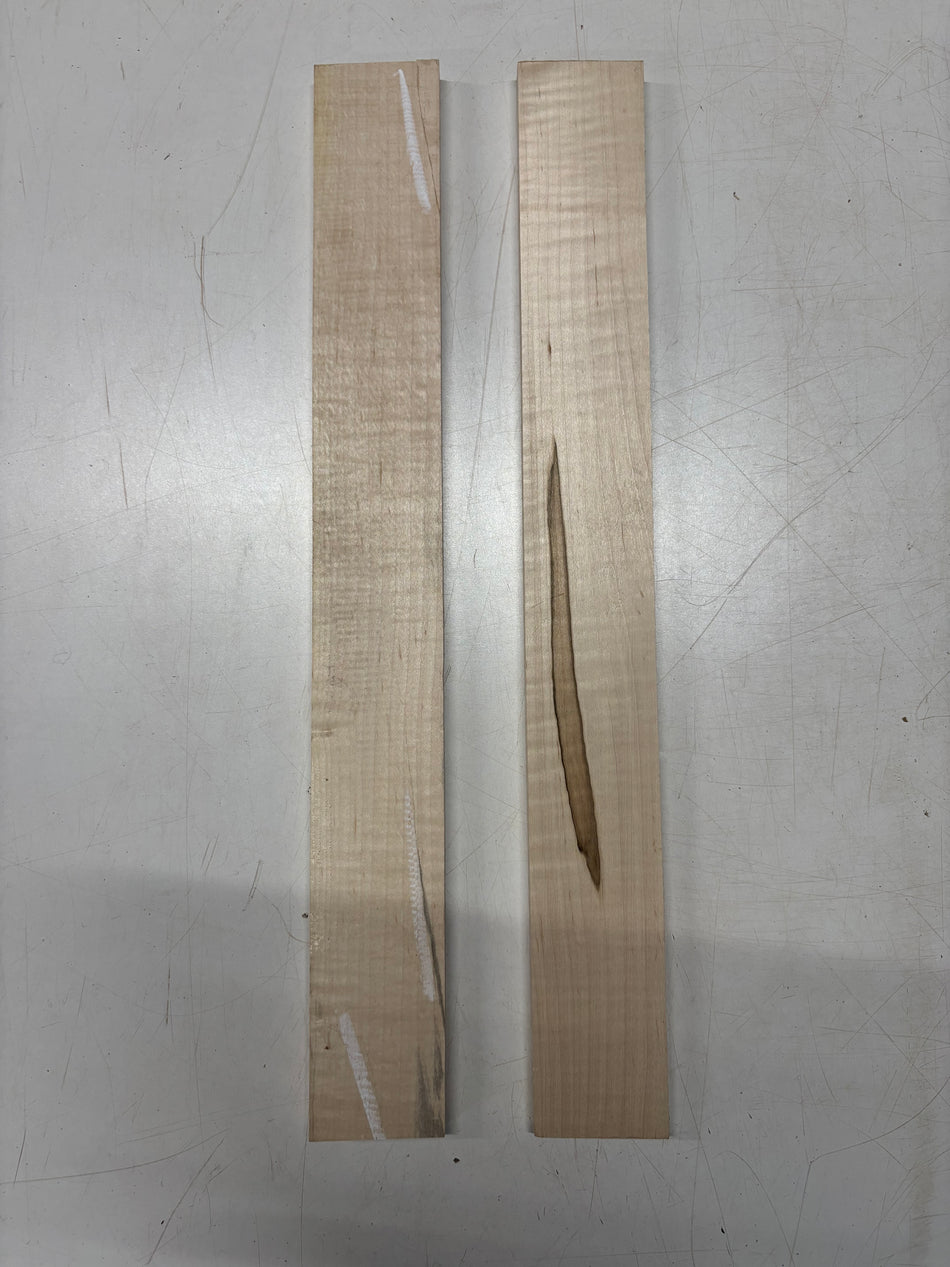 2 Pack, Flame Hard Maple Fingerboard Blanks 21"x2-1/2"x1/2"#4746