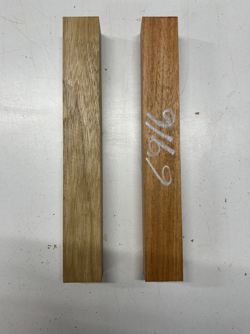 2 Pack,  2 Species White Limba + Mahogany Turning Wood Blanks 12"x1-3/4"x1-3/4"#6916