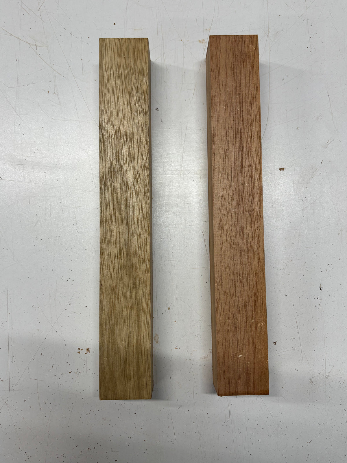 2 Pack,  2 Species White Limba + Mahogany Turning Wood Blanks 12"x1-3/4"x1-3/4"#6916 - Exotic Wood Zone