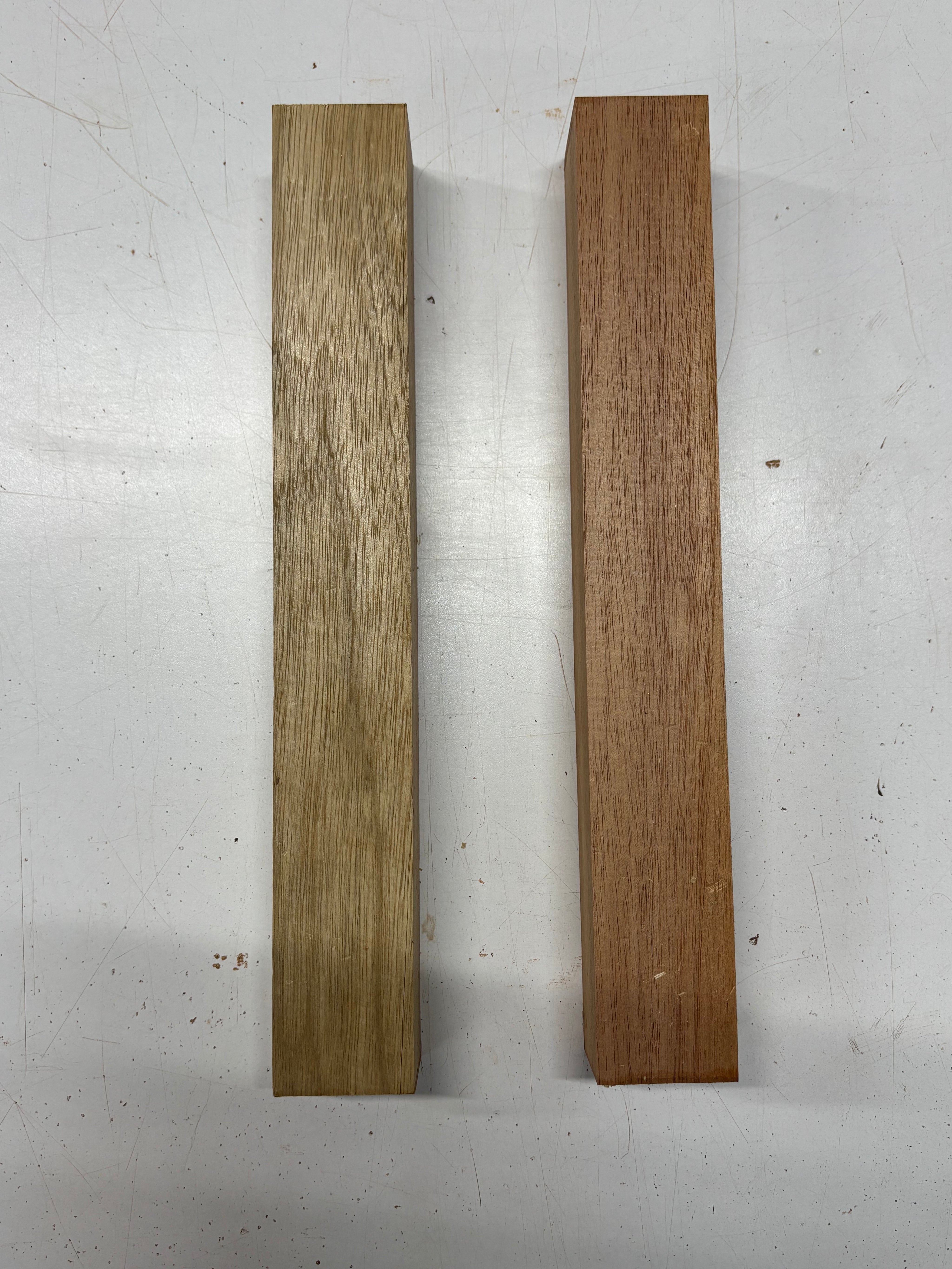 2 Pack,  2 Species White Limba + Mahogany Turning Wood Blanks 12"x1-3/4"x1-3/4"#6916 - Exotic Wood Zone