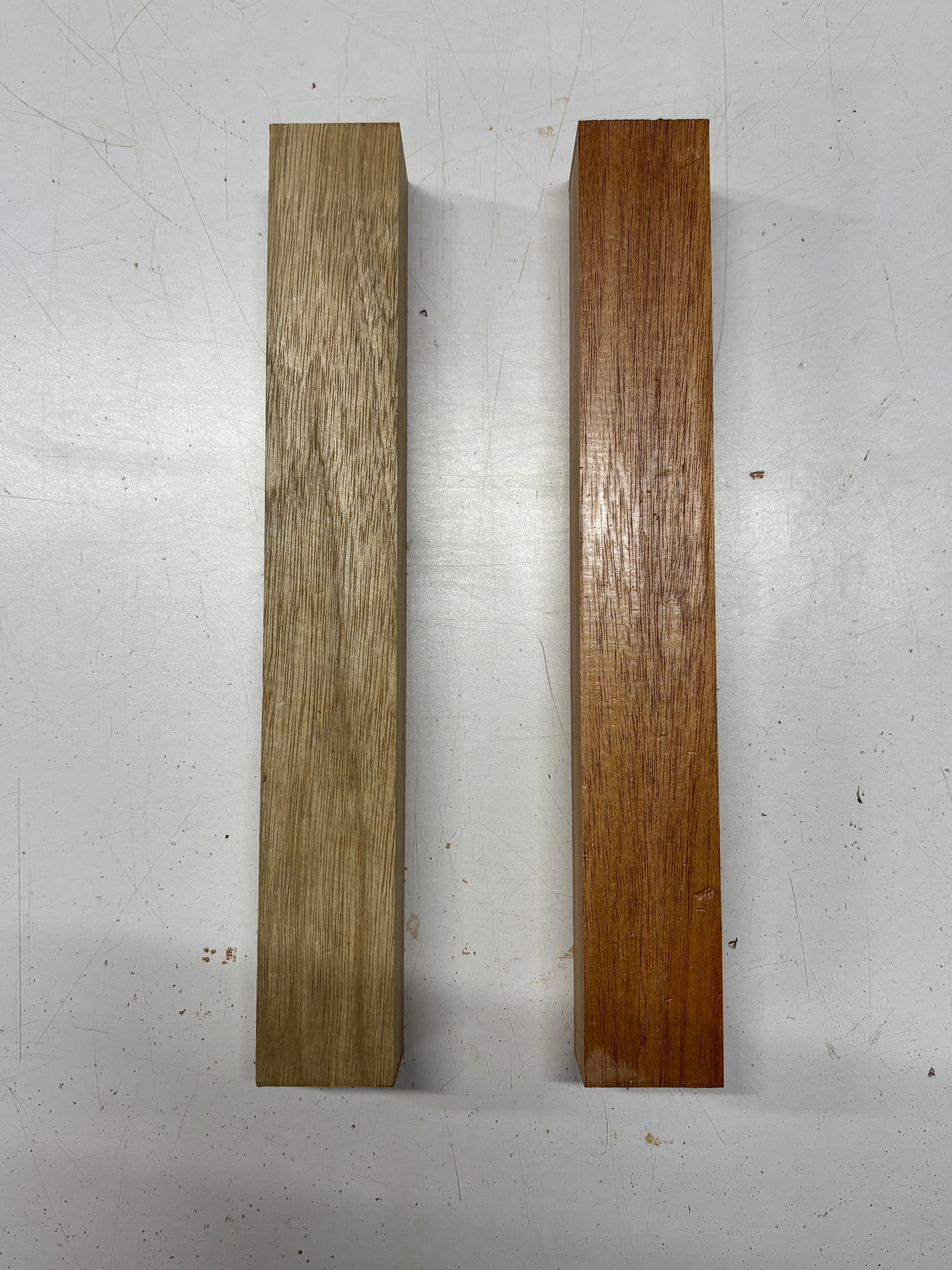 2 Pack,  2 Species White Limba + Mahogany Turning Wood Blanks 12"x1-3/4"x1-3/4"#6916 - Exotic Wood Zone
