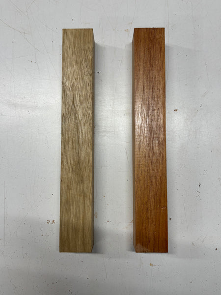 2 Pack,  2 Species White Limba + Mahogany Turning Wood Blanks 12"x1-3/4"x1-3/4"#6916 - Exotic Wood Zone