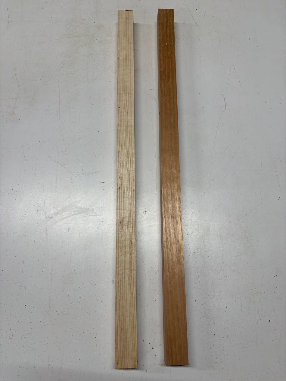 2 Pack, 2 Species Spanish Cedar + Swamp Ash Turning Wood Blanks 36"x1-3/4"x1-3/4"#6925