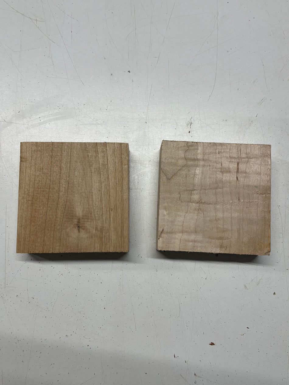 2 Pack, 2 Species Red Alder + Ambrosia Maple Bowl Blanks 5"x5"x1-7/8"#6938