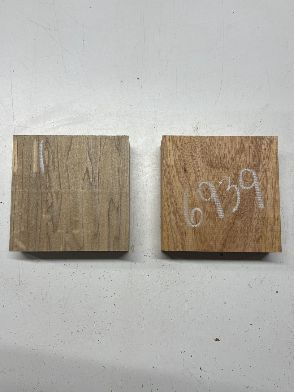 2 Pack, 2 Species Poplar + Mahogany Bowl Blanks 5-1/2"x5-1/2"x2"#6939