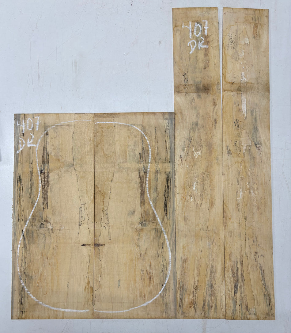 Spalted Tamarind Dreadnought Guitar Back & Side Set #407