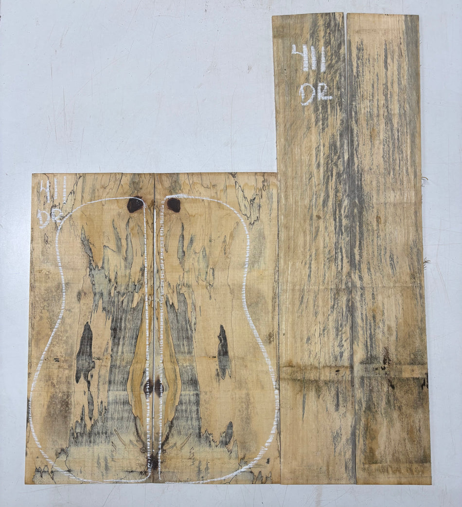 Spalted Tamarind Dreadnought Guitar Back & Side Set #411