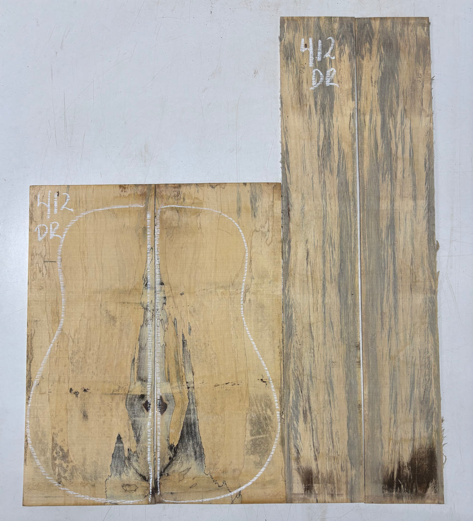 Spalted Tamarind Dreadnought Guitar Back & Side Set #412