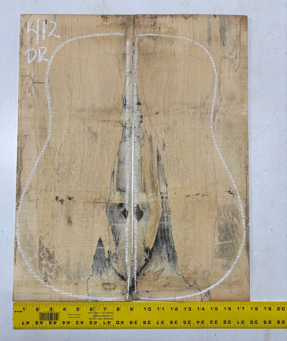 Spalted Tamarind Dreadnought Guitar Back & Side Set #412