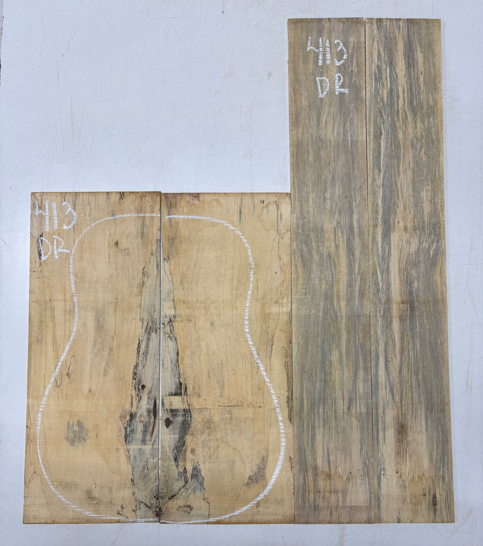 Spalted Tamarind Dreadnought Guitar Back & Side Set #413