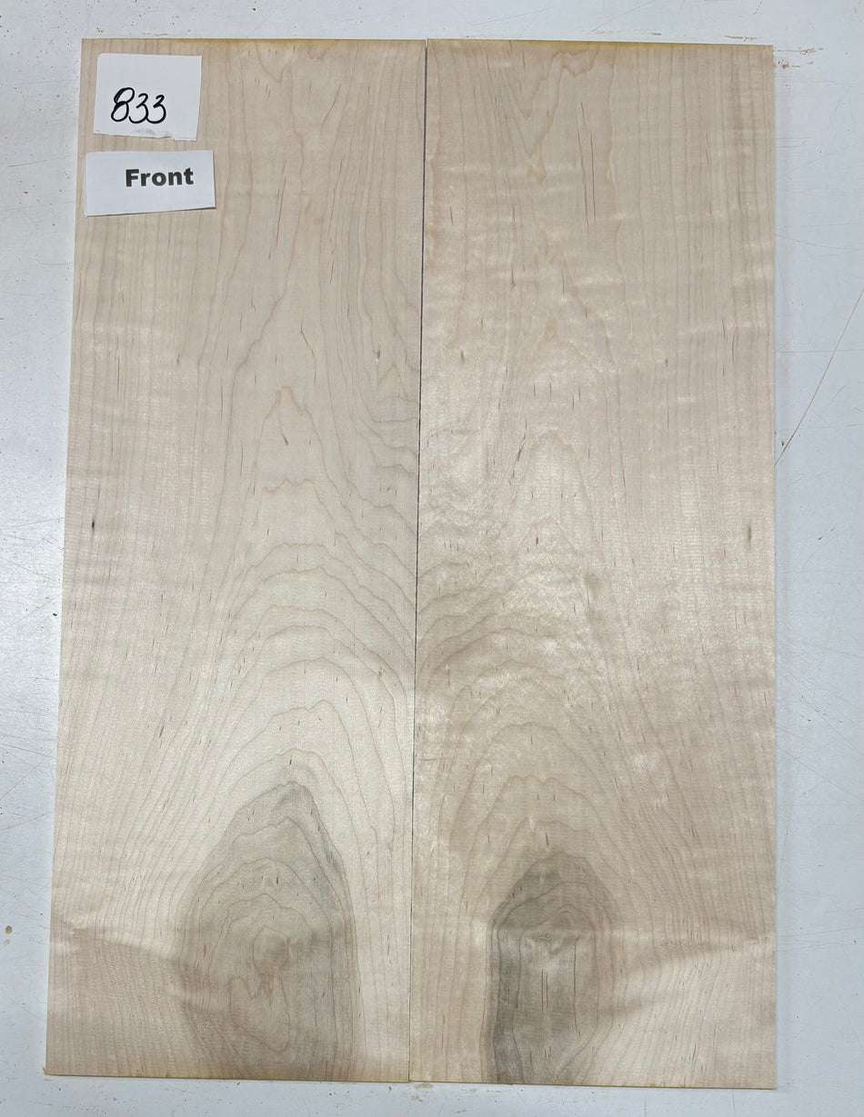Table d'harmonie en érable moucheté flammé pour guitare - 21" x 7-1/8" x 1/4" #833