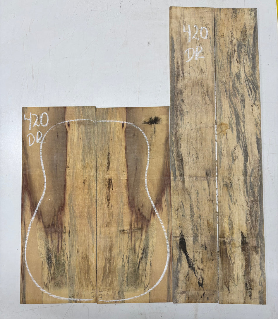Spalted Tamarind Dreadnought Guitar Back & Side Set #420