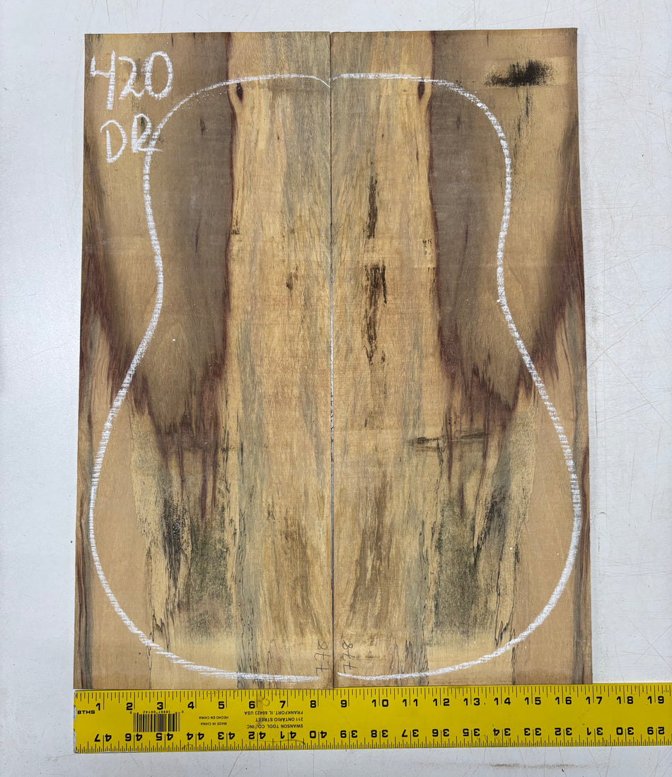 Spalted Tamarind Dreadnought Guitar Back & Side Set #420