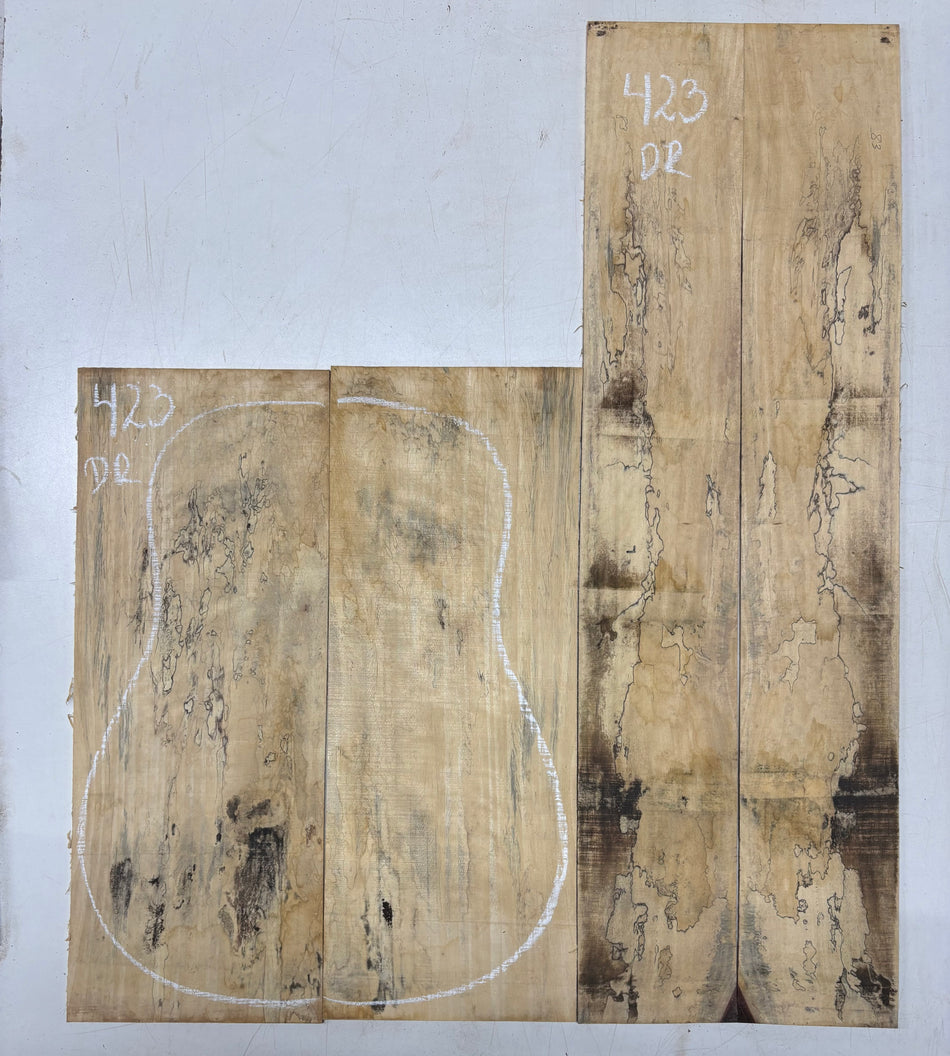 Spalted Tamarind Dreadnought Guitar Back & Side Set #423