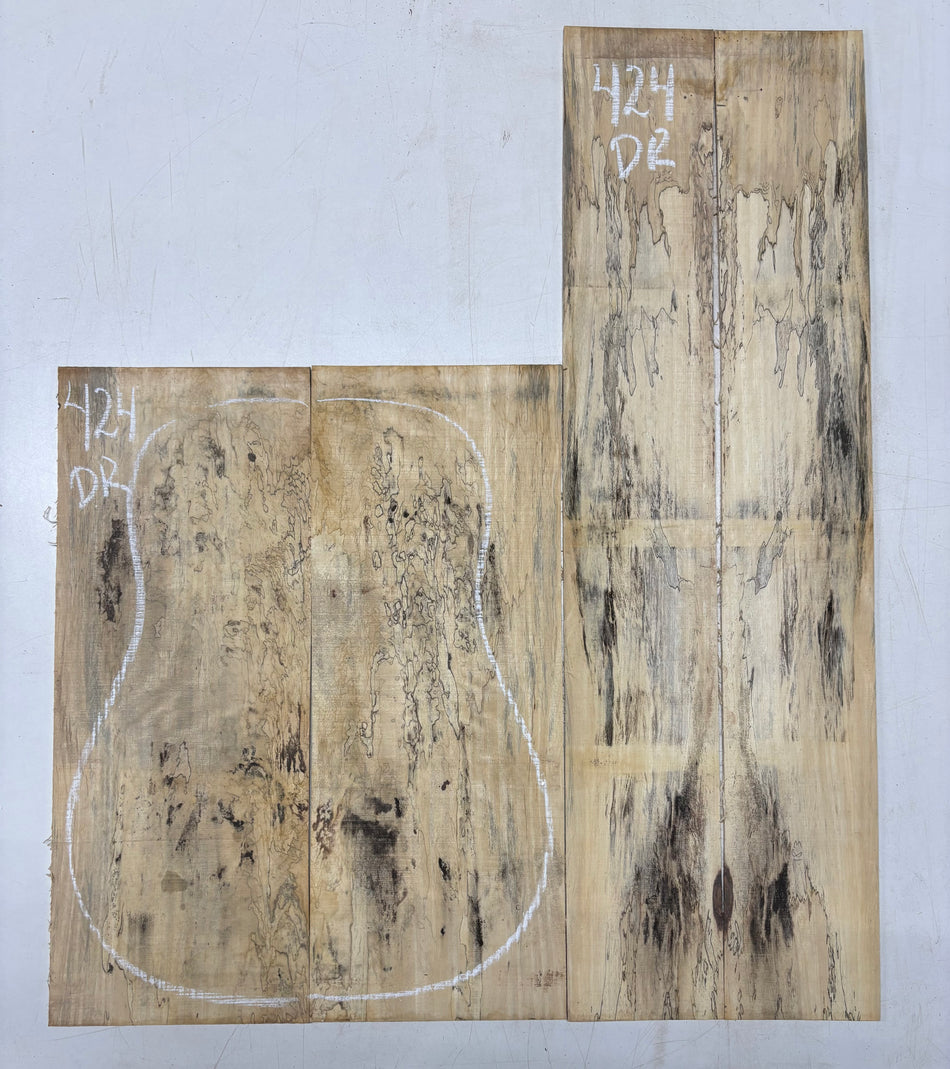 Spalted Tamarind Dreadnought Guitar Back & Side Set #424