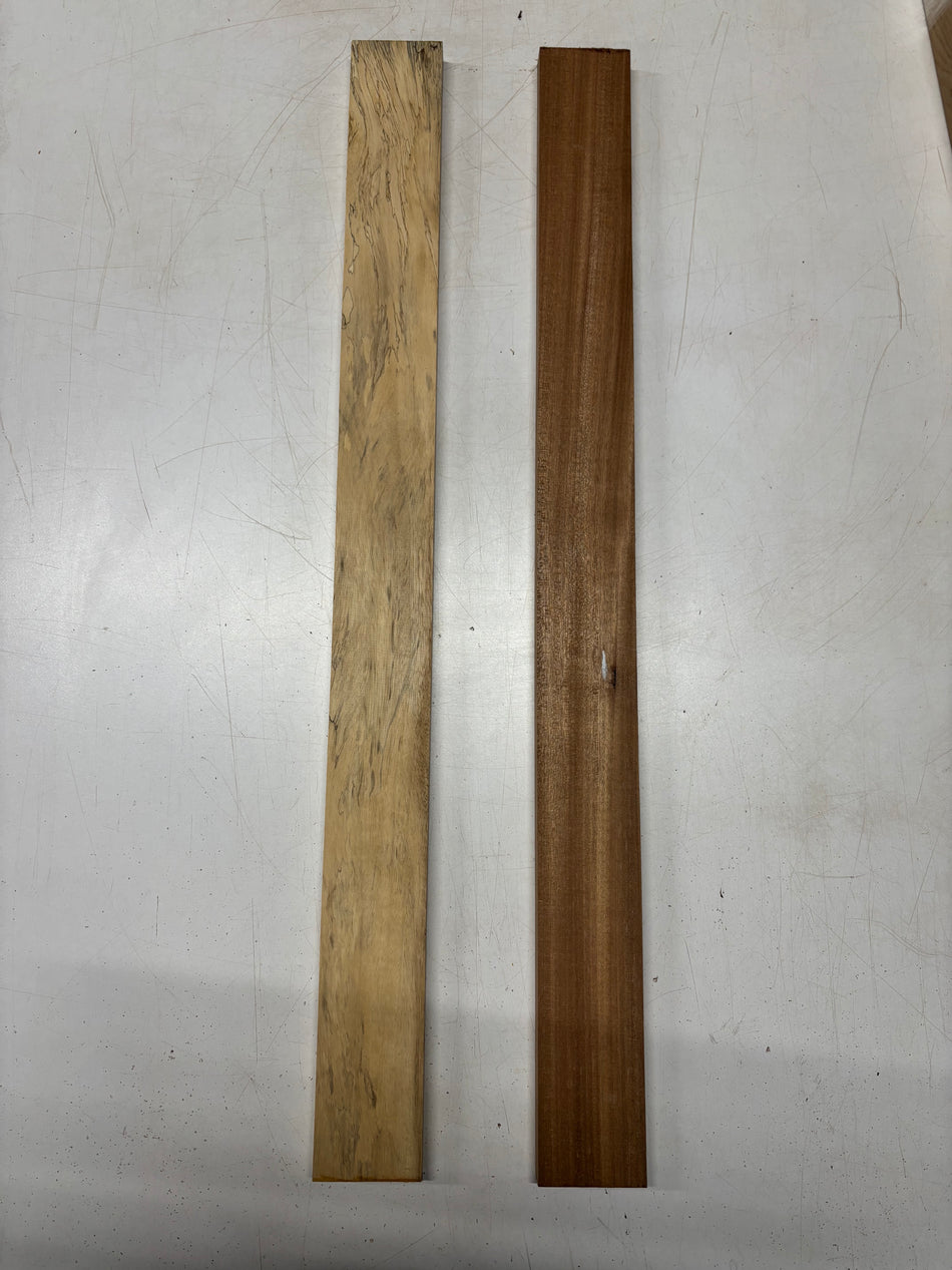 2 Pack, 2 Species Sapele + Tamarind Thin Stock Lumber 30-1/2"x2-5/8"x3/4"#6255