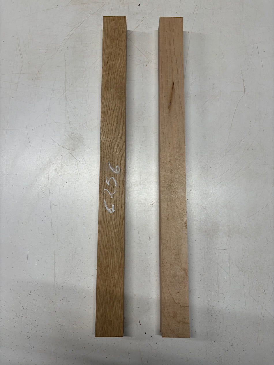 2 Pack, 2 Species Ambrosia Maple + White Oak Turning Wood Blanks 29"x2-1/4"x1-7/8"#6256
