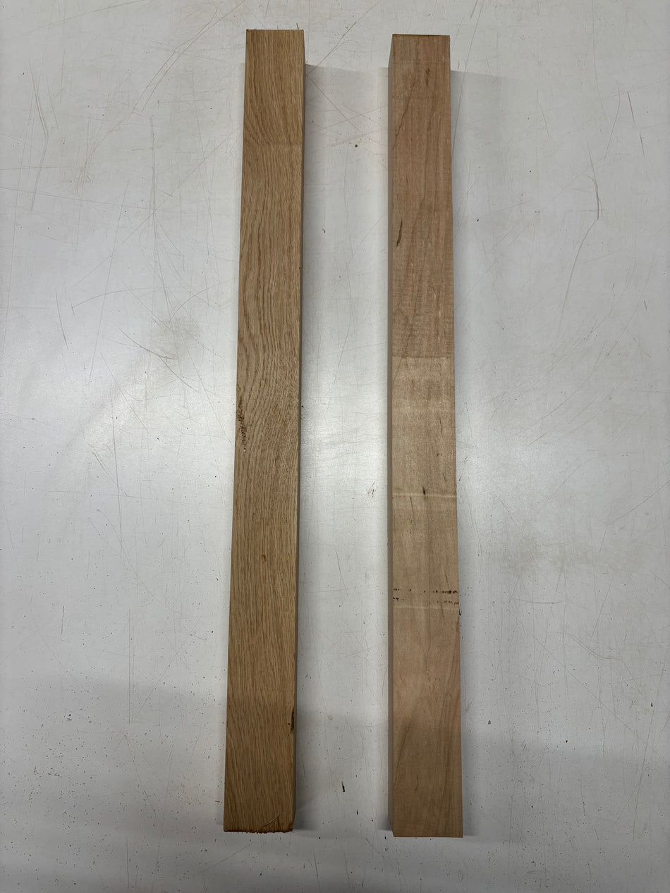 2 Pack, 2 Species Ambrosia Maple + White Oak Turning Wood Blanks 29"x2-1/4"x1-7/8"#6256