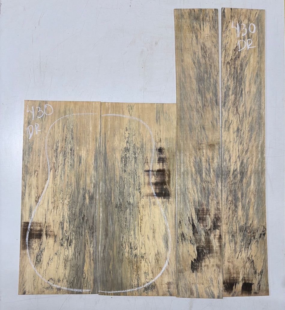 Spalted Tamarind Dreadnought Guitar Back & Side Set #430