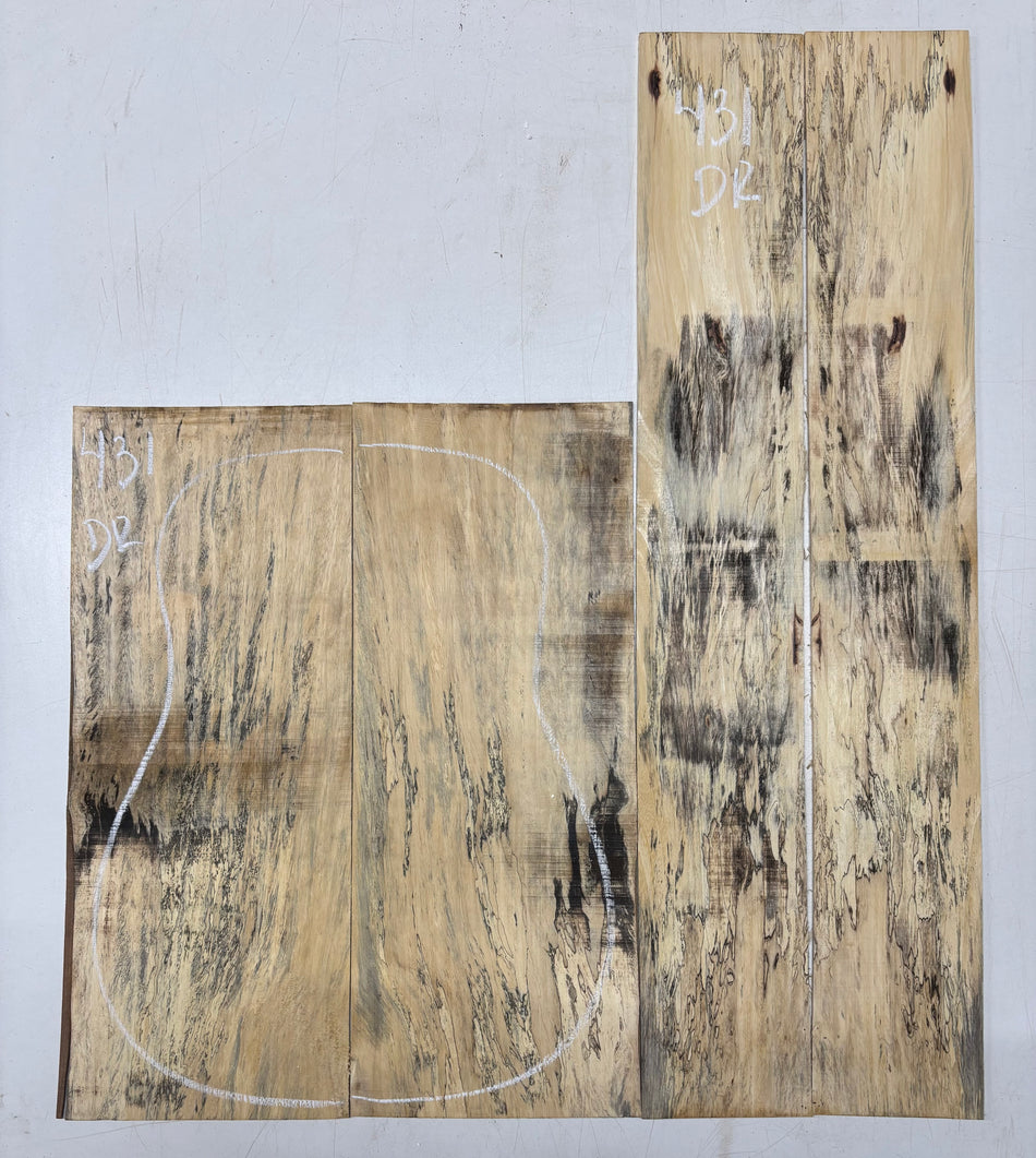 Spalted Tamarind Dreadnought Guitar Back & Side Set #431