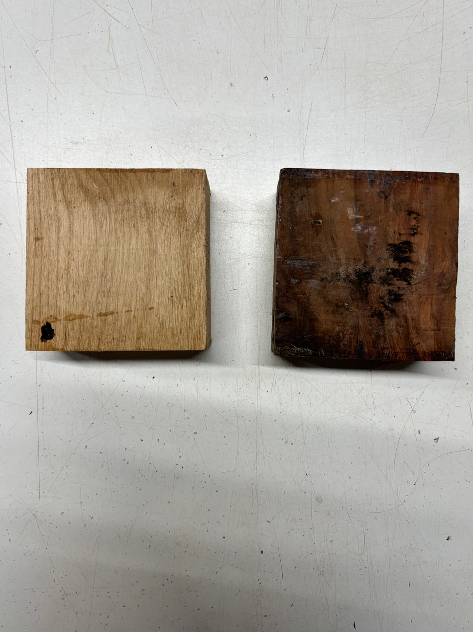 2 Pack, 2 Species Red Alder + Red Tamarind Bowl Blanks 4"x4"x2"#6264
