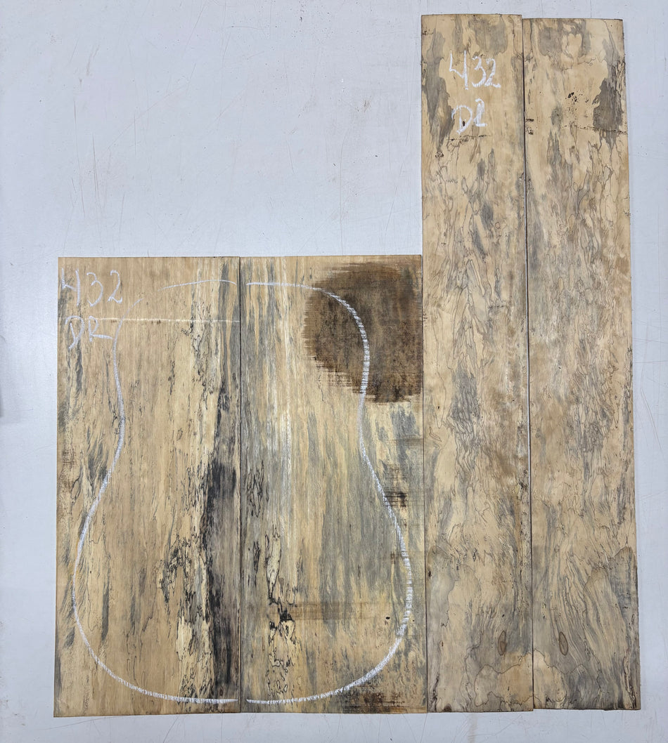 Spalted Tamarind Dreadnought Guitar Back & Side Set #432