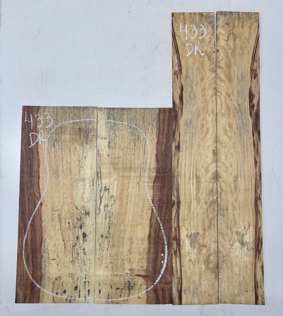 Spalted Tamarind Dreadnought Guitar Back & Side Set #433