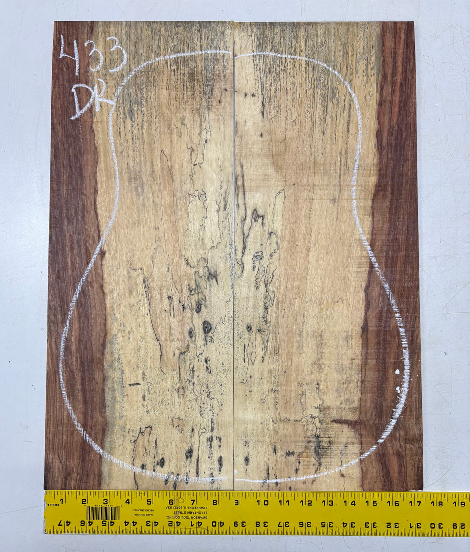 Spalted Tamarind Dreadnought Guitar Back & Side Set #433