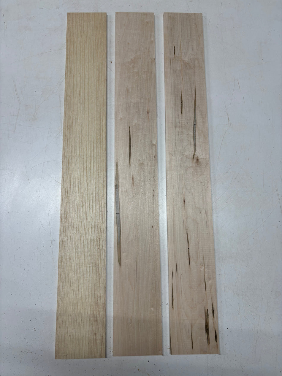 3 Pack, 2 Species Swamp Ash + Ambrosia Maple Thin Stock Lumber 36"x4-1/2"x3/8"#6268
