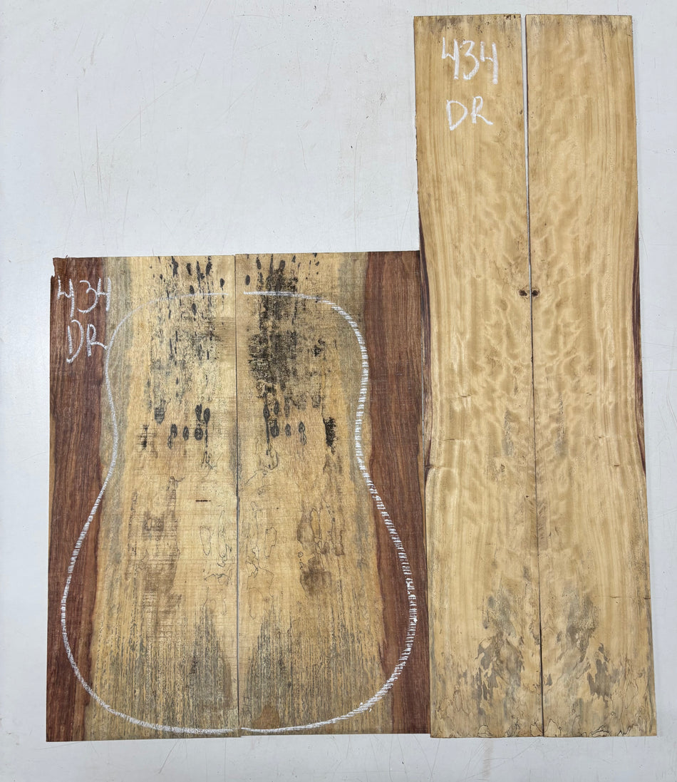 Spalted Tamarind Dreadnought Guitar Back & Side Set #434
