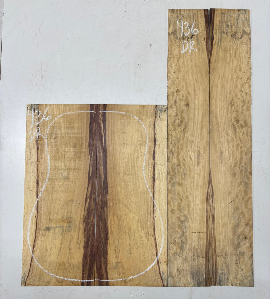 Spalted Tamarind Dreadnought Guitar Back & Side Set #436