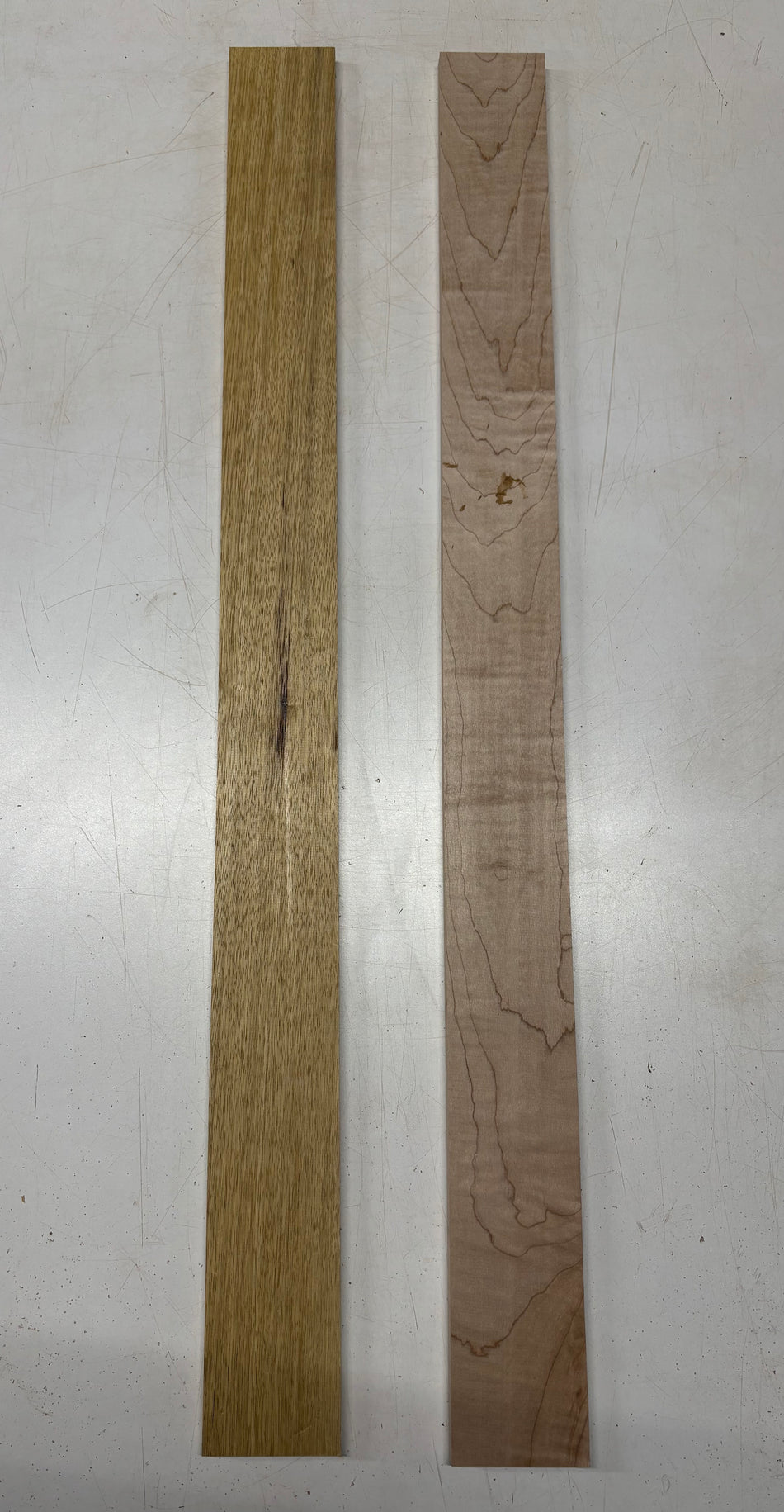 2 Pack, 2 Species White Limba + Flame Maple Thin Stock Lumber 36"x3"x1/2"#6279