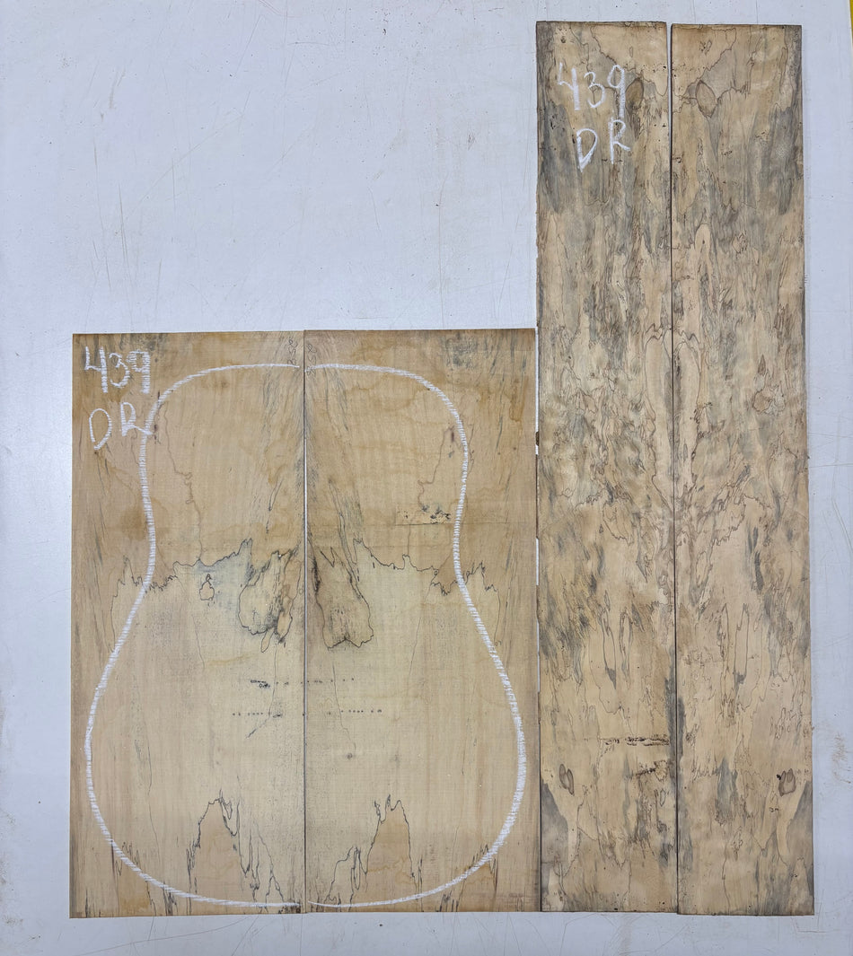 Spalted Tamarind Dreadnought Guitar Back & Side Set #439