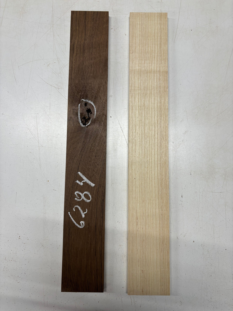 2 Pack, 2 Species Peruvian Walnut + Swamp Ash Thin Stock Lumber 24-1/2"x3-1/2"x5/8"#6284