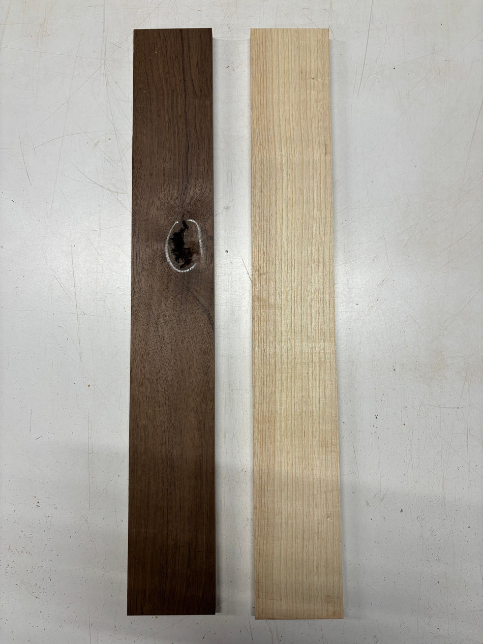 2 Pack, 2 Species Peruvian Walnut + Swamp Ash Thin Stock Lumber 24-1/2"x3-1/2"x5/8"#6284