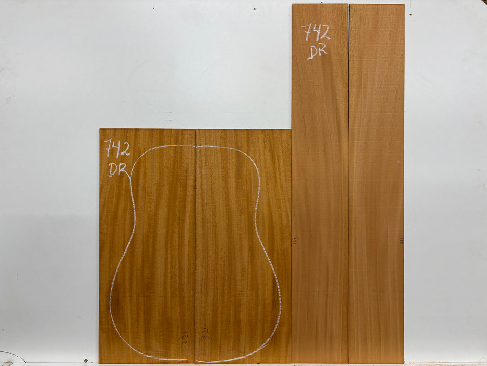 Mahogany Dreadnought Guitar Back & Side Set #742