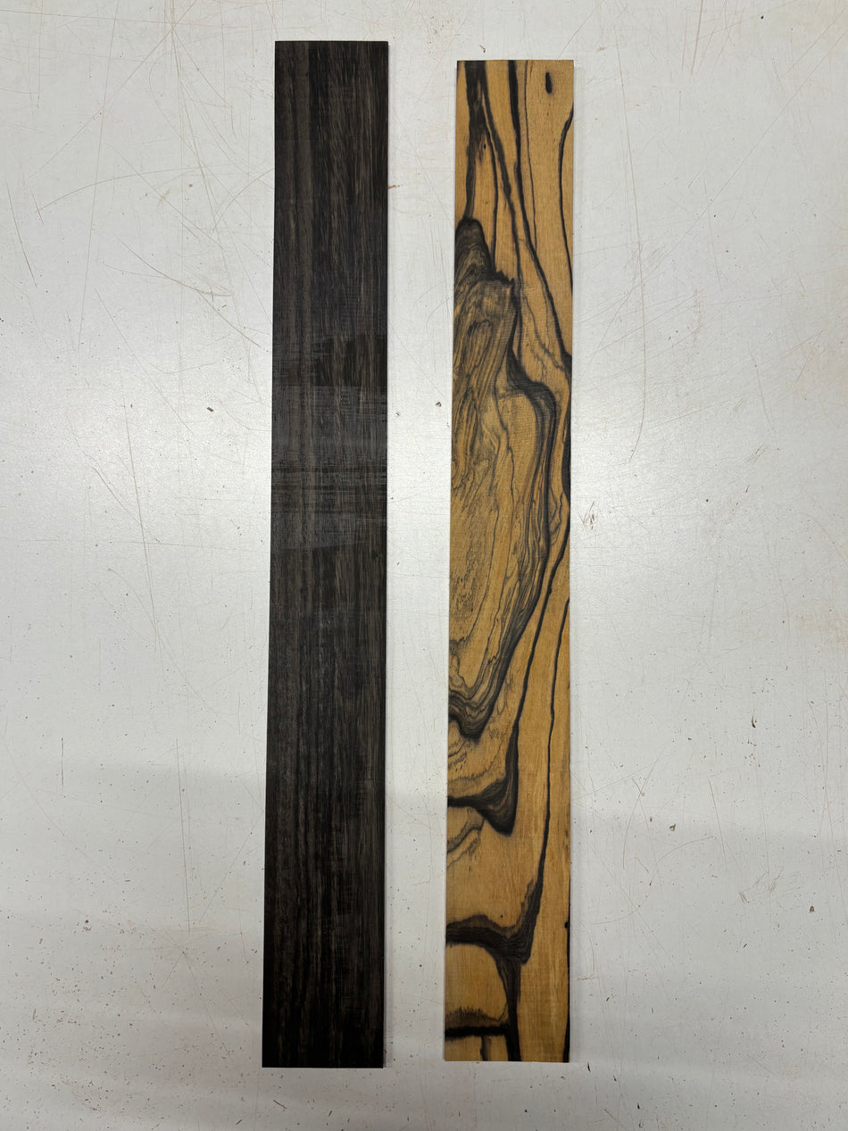 2 Pack, 2 Species Gaboon Ebony + Black And White Ebony Thin Stock Lumber   #6285