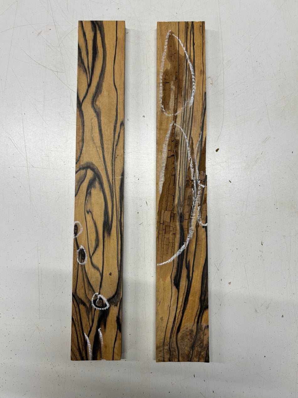 2 Pack, Black And White Ebony Thin Stock Lumber 18"x2-5/8"x5/8" #6292
