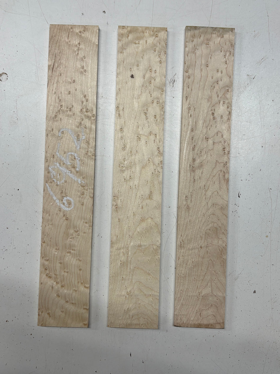3 Pack, Birdseye Maple Thin Stock Lumber 12"x2"x1/4"#6952