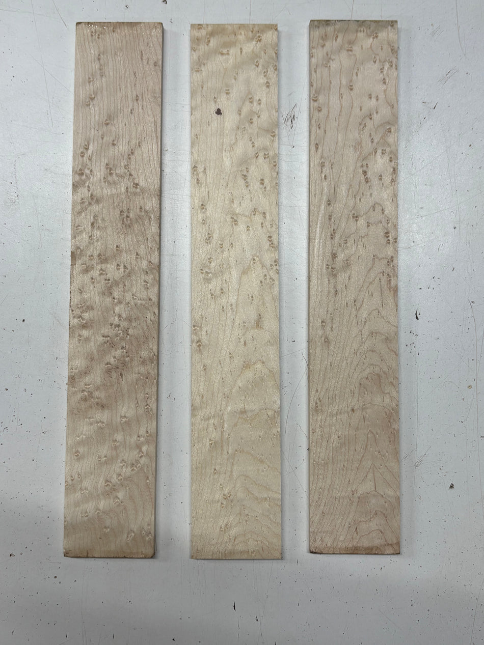 3 Pack, Birdseye Maple Thin Stock Lumber 12"x2"x1/4"#6952