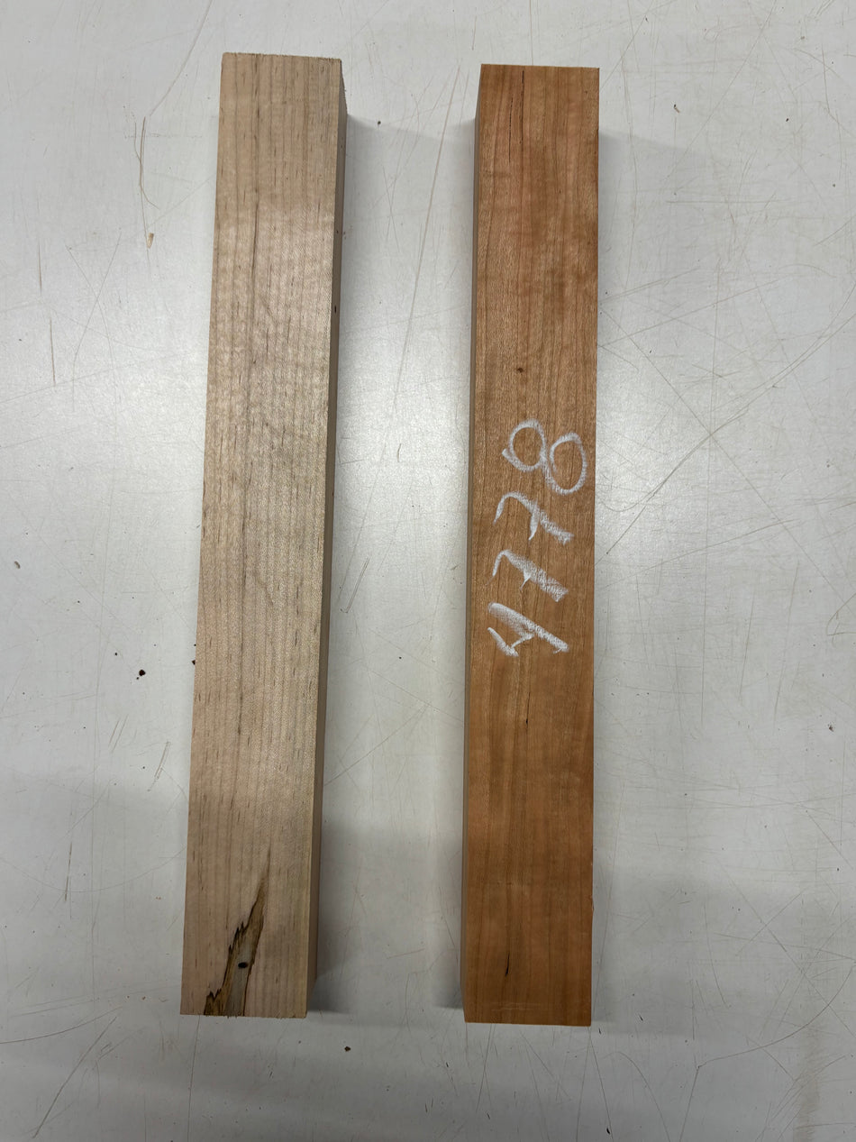 2 Pack, 2 Species, Ambrosia Maple + Cherry Turning Wood Blanks 17-1/2" x 2-1/4" x 1-7/8"#4778