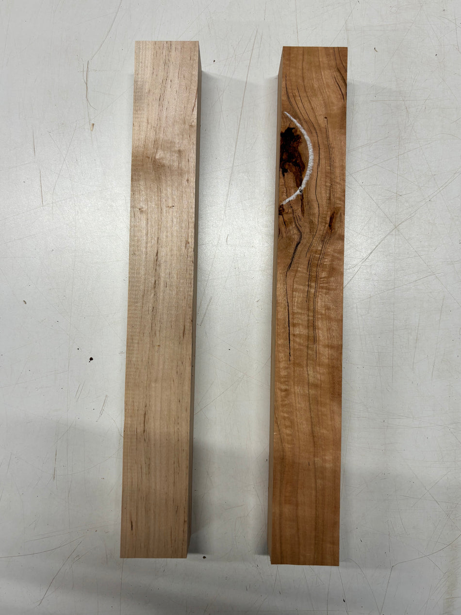 2 Pack, 2 Species, Ambrosia Maple + Cherry Turning Wood Blanks 17-1/2" x 2-1/4" x 1-7/8"#4778