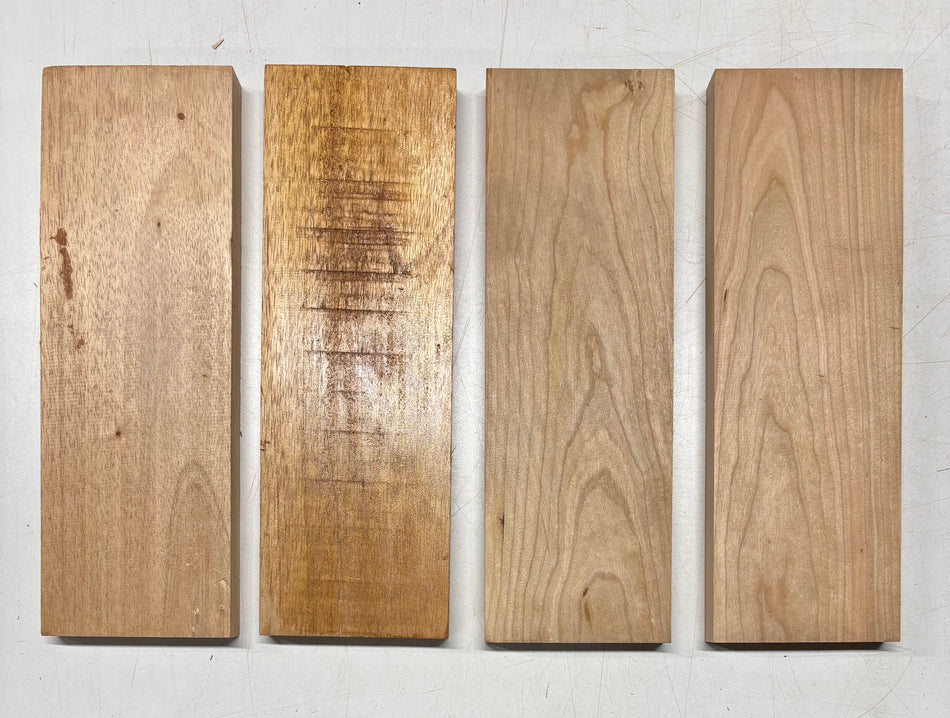 4 Pack, 2 Species, Cherry + Spanish Cedar Thin Stock Lumber  12" x 4" x 3/4"#4792